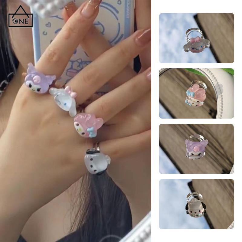 COD❤️Cinnamoroll Anjing Kulomi Cincin Resin Lucu Girly Pasangan Saudara Perempuan Pembuka Pacar Kartun-A.one