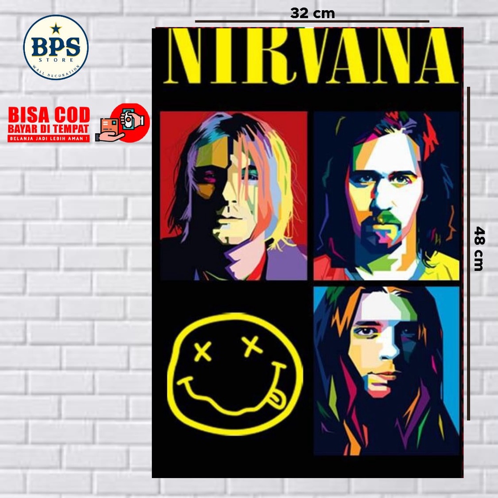 POSTER NIRVANA - FOTO NIRVANA - POSTER BAND MUSISI LEGEND  HIASAN DINDING - WALL DECOR - HIASAN RUMA