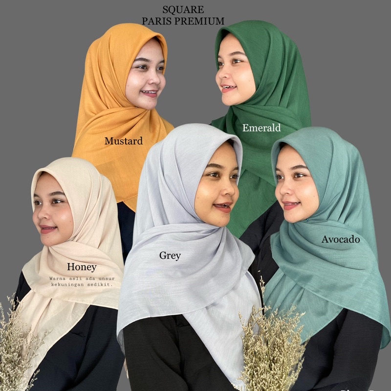 SQUARE PARIS PREMIUM Jadul Sekolah segiempat hijab voal paris premium segi empat umama basic