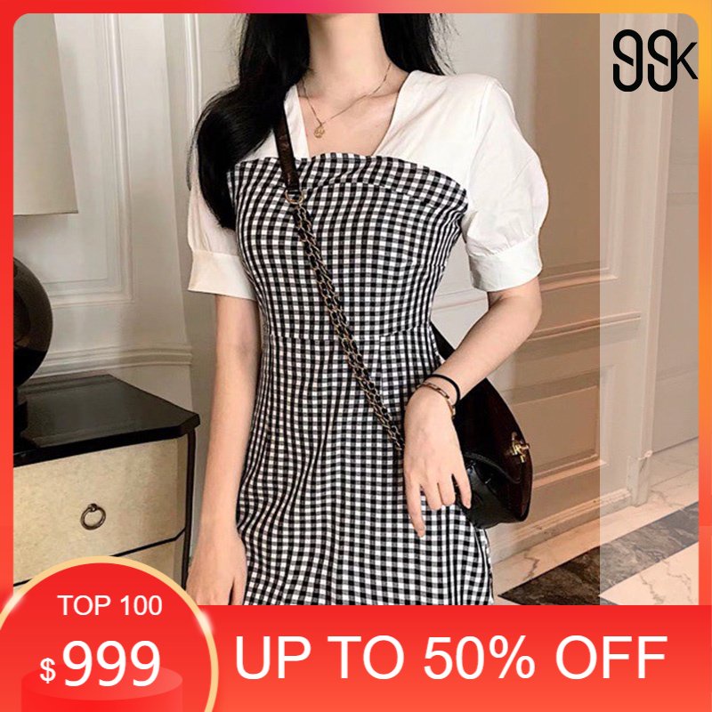 Korean Tartan Mini Dress Wanita Motif Kotak - Kotak 1203/  pakaian korea/ baju korea/ (XS-XL) /termurah/DRESS KOREA STYLE/ KOREAN DRESS/ DRESS WANITA KEKINIAN KOREA DRESS/BAJU KOREA/ PAKAIAN WANITA KOREA/ DRESS KOREA STYLE KEKINIAN/PAKAIAN WANITA KOREA