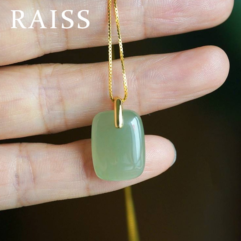 Kalung Wanita Liontin Giok Hetian Natural Alami Premium Tidak Luntur Tidak Alergi