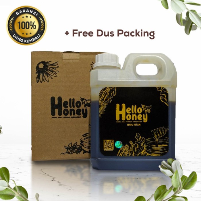 

Madu Murni Hello Honey Original 100% | Netto 1 kg | Natural Raw Honey - Madu Hitam