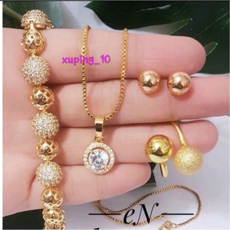 Xuping Set Perhiasan Wanita Gold 1910d