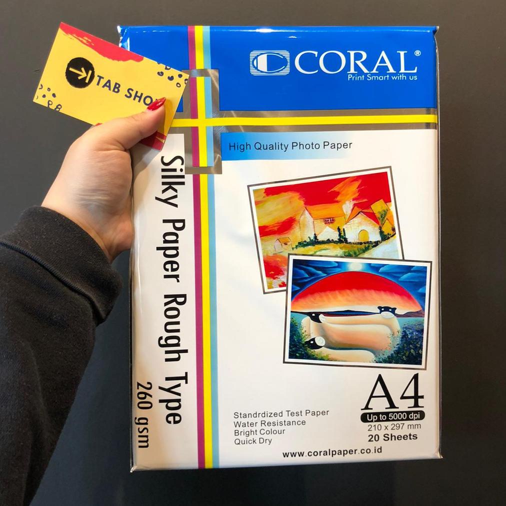 

CORAL SILKY PAPER ROUGH TYPE A4 260 GSM 20 SHEETS TERLARISS...,,,,,