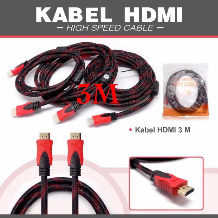 Kabel HDMI 3Meter HD TV HDMI TO HDMI 3M 1080P V1.4 3D HQ panjang 3m 3meter