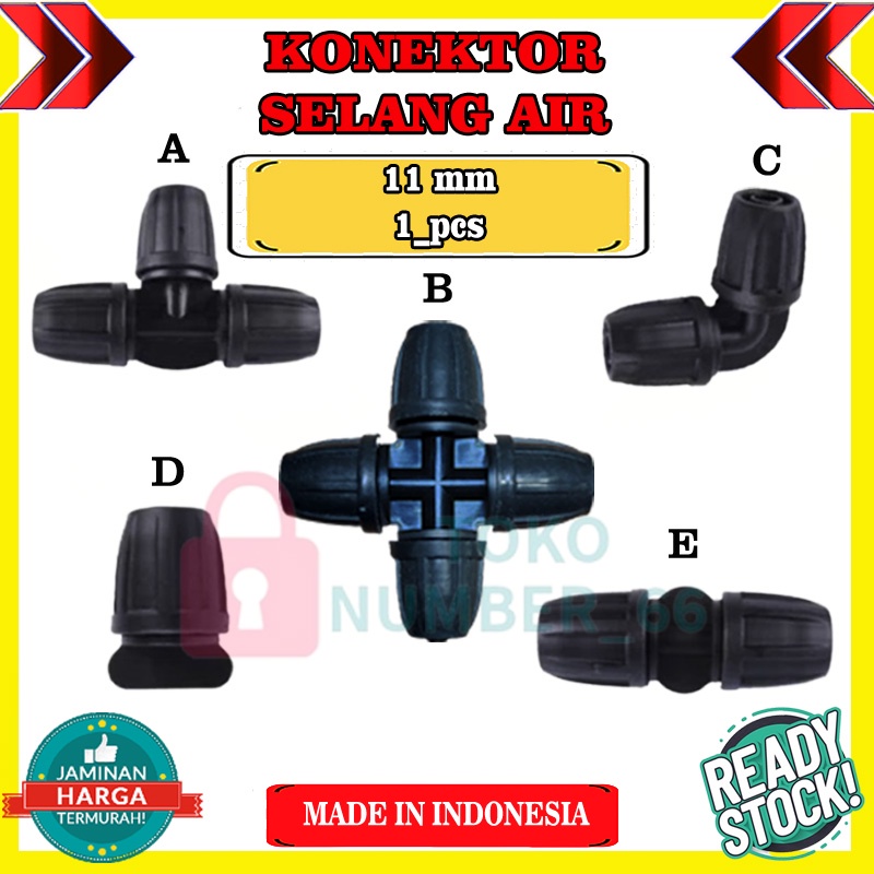 Sambungan Selang Air Hidroponik 11 mm Reducer TEE 8/11 mm Fitting Konektor TEE Selang PE Irigasi Cod