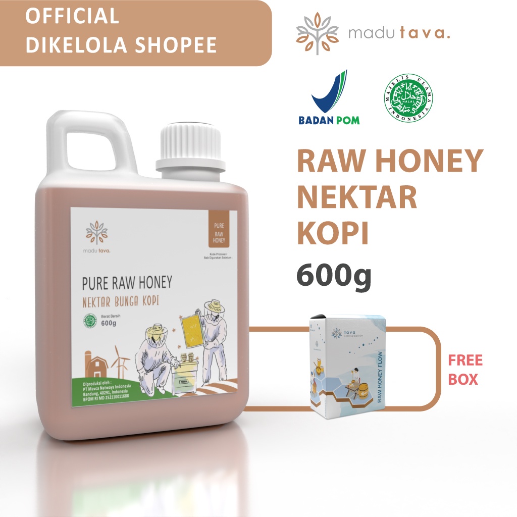 Madu Asli Murni 600gr Tava Grade A Nektar Kopi 100% Alami Pure Natural Raw Honey