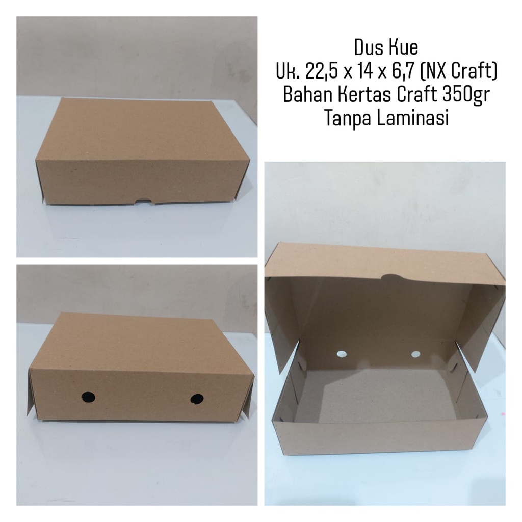 Promo!!! BOX KATERING KRAFT NX Craft / DUS KUE 22,5 x 14 x 6,7 / KOTAK MAKANAN CAKE TEBAL 350 gsm - NON LAMINASI