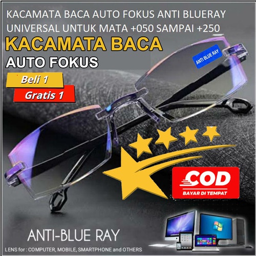 ( BELI 1 GRATIS 1 ) Kacamata Baca Super Auto Fokus Anti Blue Ray | Wanita Pria