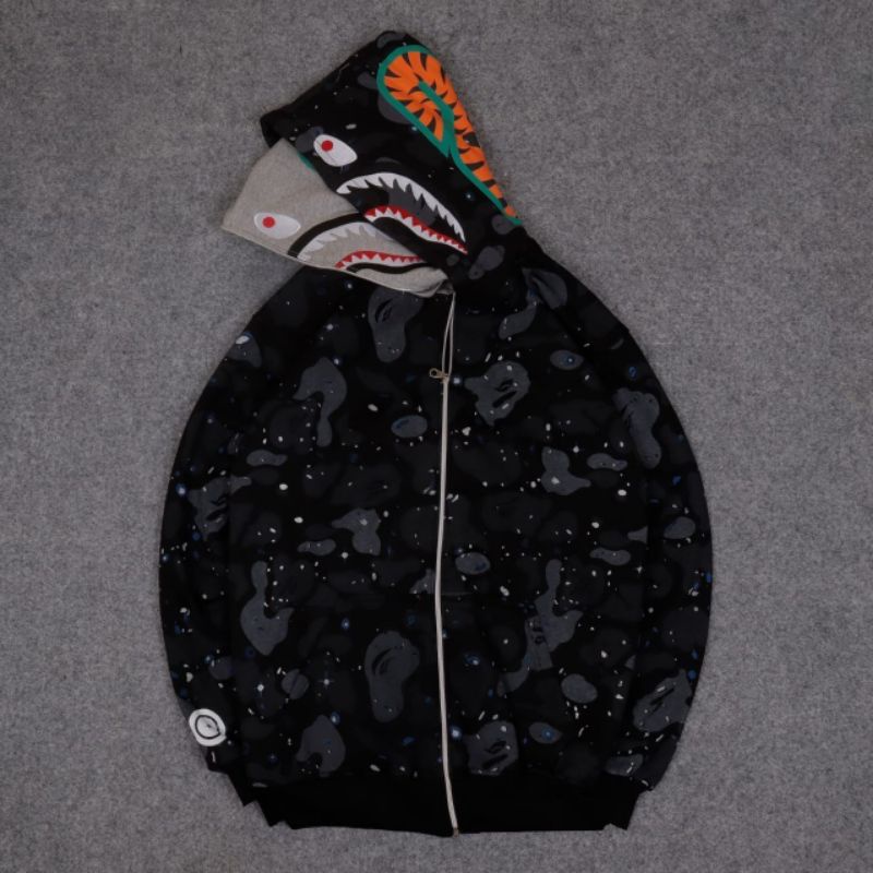 JAKET HOODIE SWEATER BAPE SHARK WGM NYALA FULLTAG &amp; LABEL