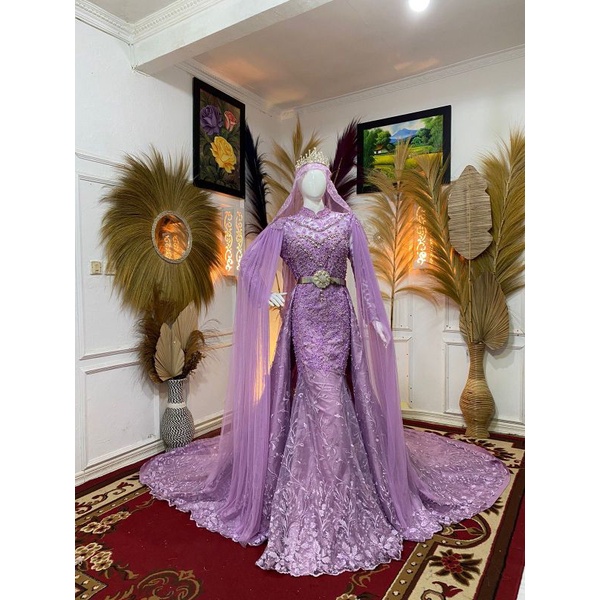 GAUN PENGANTIN GAUN PERNIKAHAN BAJU AKAD GAUN PENGANTIN LILAC