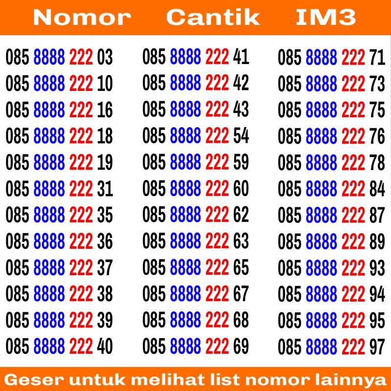 Nomor Cantik IM3 Nomer Indosat 4G