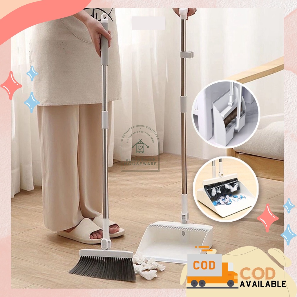 SET SAPU PENGKI LIPAT 2in1 | BROOM SET DUSTPAN ALAT PEMBERSIH LANTAI SERBAGUNA MULTIFUNGSI AESTETIK CANTIK BAGUS