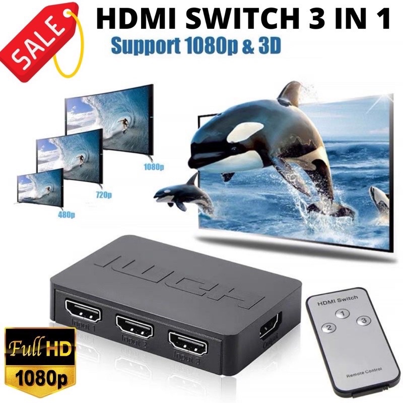 HDMI SWITCHER 3 port full hd 1080P 3 input 1 output switcher hdmi