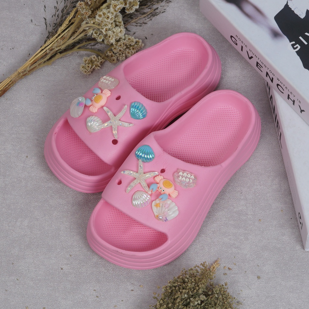 Sandal Fuji Anak Wanita CRAB - Sendal Selop Viral Ukuran 30-35