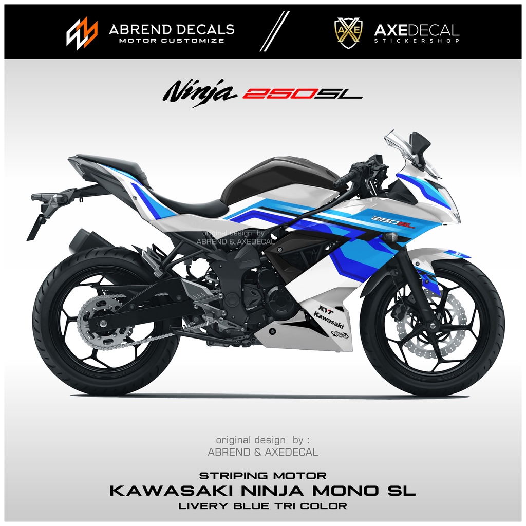 STRIPING NINJA MONO 250 SL BLUE TRI COLOR RACING AJI FIRMANTO / STIKER MOTOR KAWASAKI NINJA MONO DES