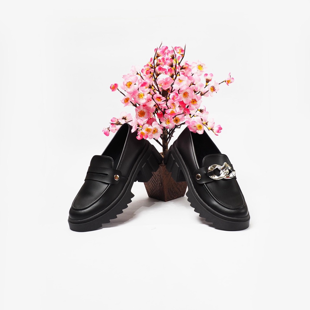 +- 5cm Sepatu Wanita Chunky Loafers - BT ALIKA BLACK