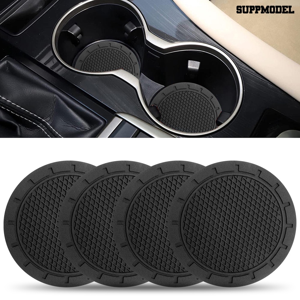 [Dekorasi] Car Cup Coaster Motif Alur Anti Cacat Bahan PVC Anti-slip Bulat Dapat Ditekuk Tempat Minuman Mobil Untuk Harian