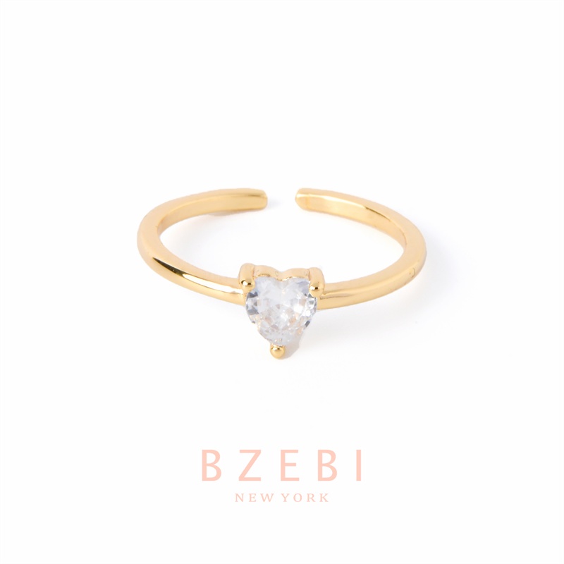 Bzebi Cincin Emas Berlian 18k Cincin Terbuka Dapat Disesuaikan Anti Karat Gaya Korea Aksesoris Fashion Wanita Aksesoris Harian Perhiasan Premium Hadiah Ultah Dengan Box 902r