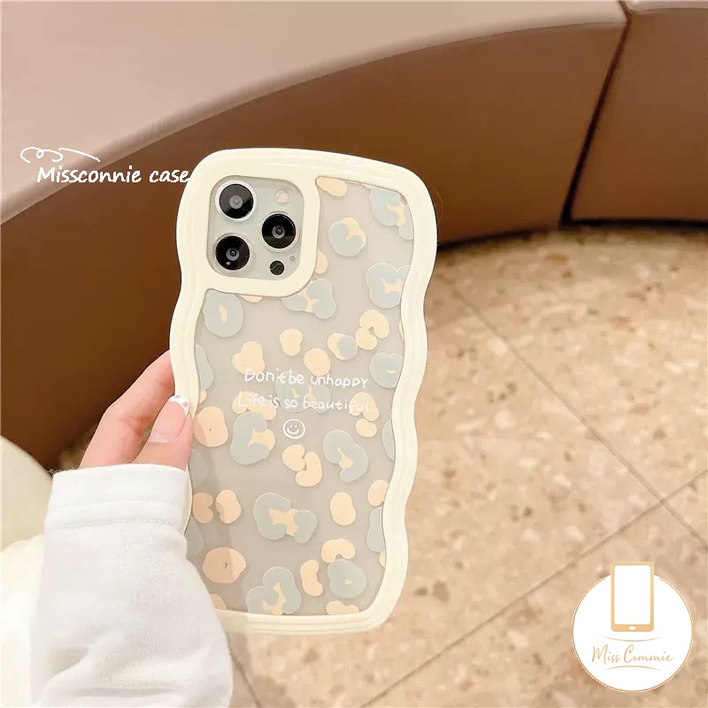 New Wave Edge Leopard Print Dengan Case Huruf Kompatibel Untuk iPhone 11 Pro MAX 78 6s 6plus 12 13 14 Pro MAX XR 14 Plus X XS MAX SE 2020sarung Silikon Lembut