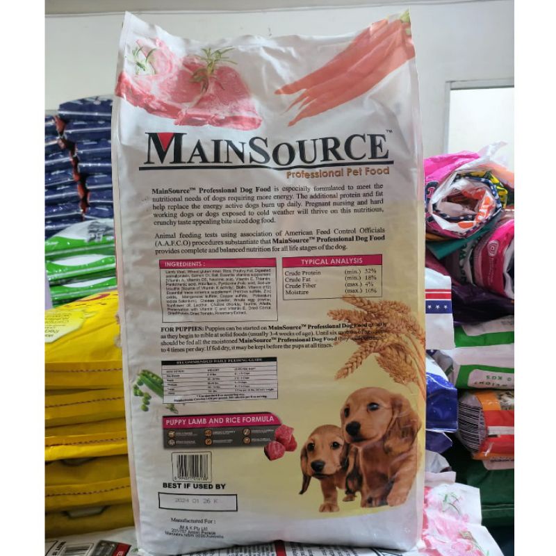 EXPEDISI Makanan Anjing MainSource Puppy Lamb And Rice Formula 18,14KG Dog Food