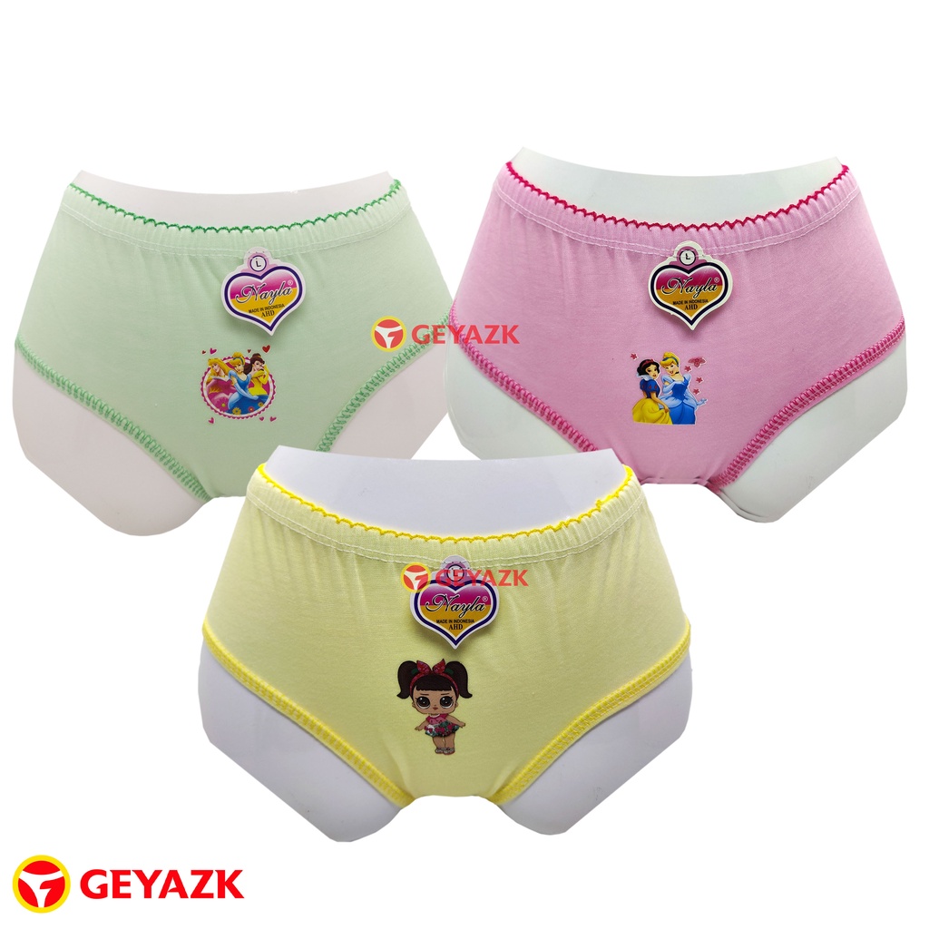 6 PCS CELANA DALAM KARAKTER ANAK PEREMPUAN USIA 1 TAHUN - 8 TAHUN MURA - Multi Warna, M