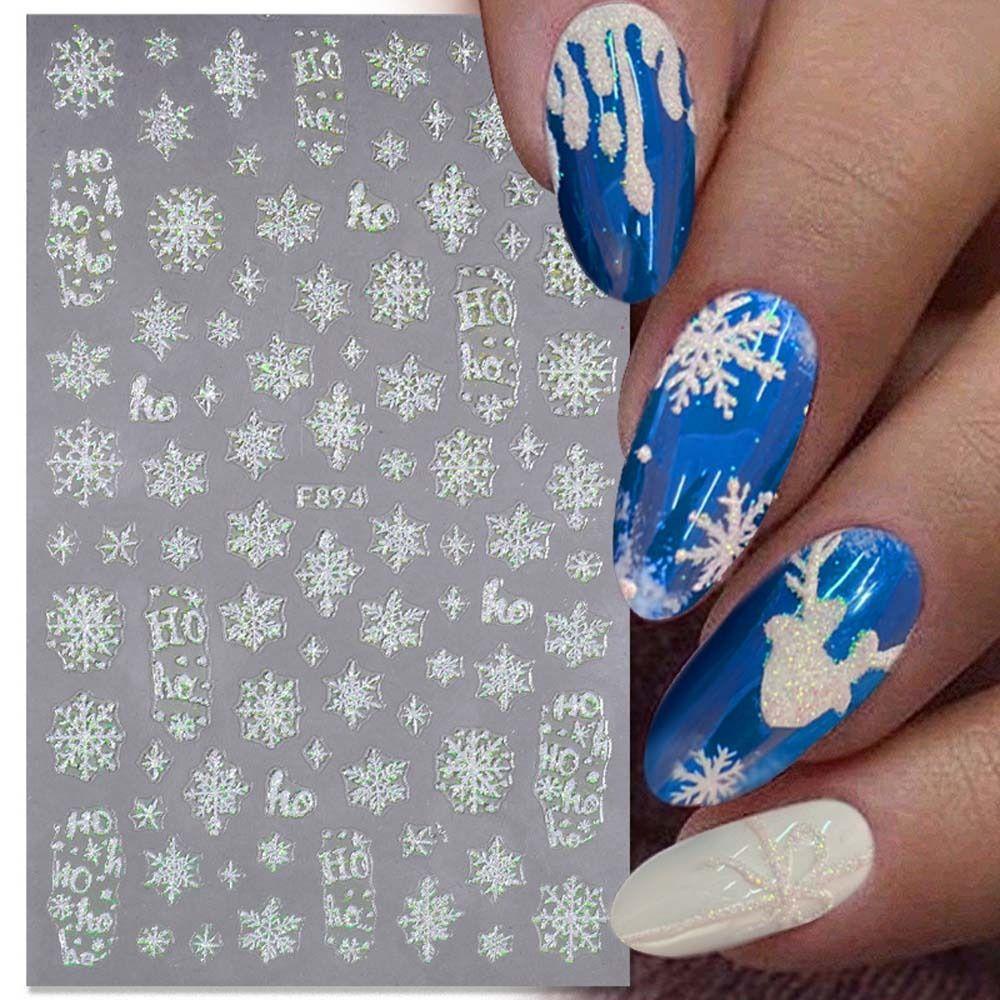 Mxbeauty Stiker Kuku Natal Fashion Lonceng Putih Manikur Aksesoris Nail Art Dekorasi