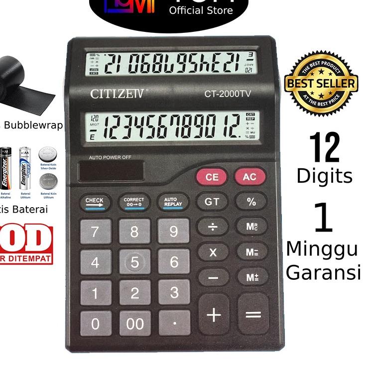 

Terbaru Kalkulator 2 Layar CT-2000TV 12 Digit - Calculator Check Dual 2 Power ダ