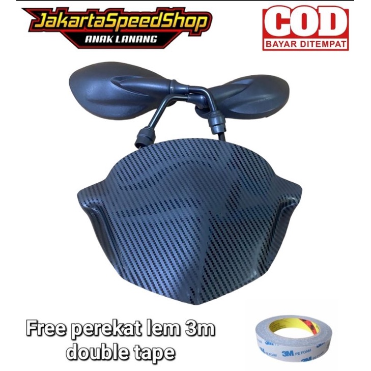 Paket variasi kaca spion x1 plus visor variasi carbon pnp honda beat new beat karbu free lem 3m double tape