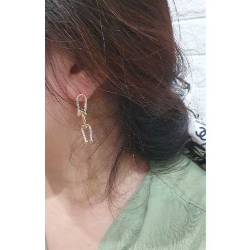 Anting Silver925 Perak Tyfanny Gold Mata kilau mirip emas asli Premium Quality Mata kilau Anti Karat anti alergi anting premium As04