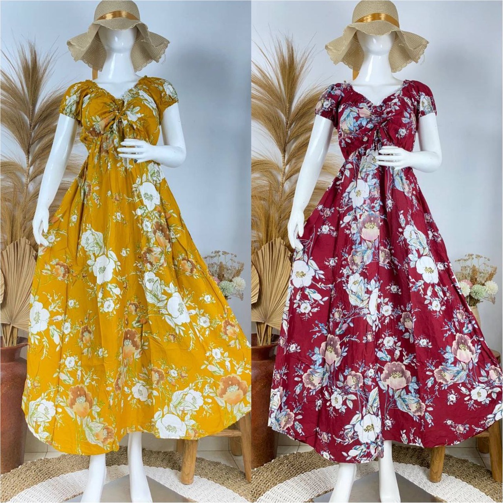 Dress Serut Tangan Pendek/Dress Sabrina Tangan Pendek Bali.