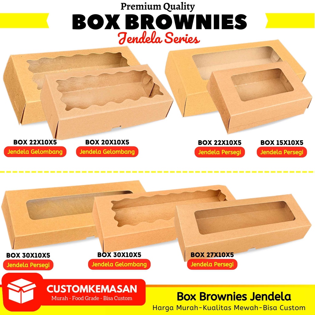 Box Brownies Jendela / Dus Brownies / Dus Kue/ Kemasan Brownies / Dus Brownis / Box Brownis Jendela 