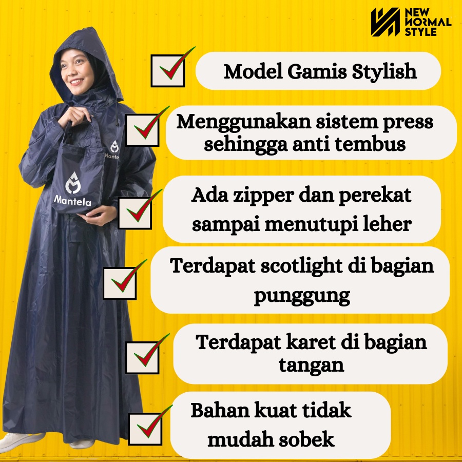 Jas Mantel Hujan Ujan Rok Korea Wanita Cewek Gamis Hijab Syar i Muslimah Jumbo Mantela
