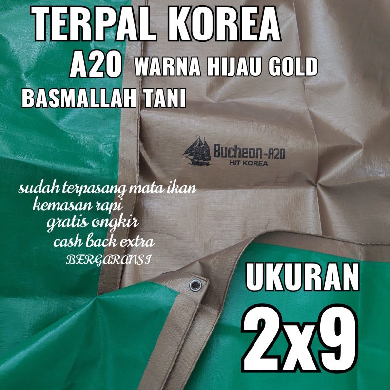 Terpal KOREA A20 Warna Hijau Gold ukuran 2x9 meter merk TRECK