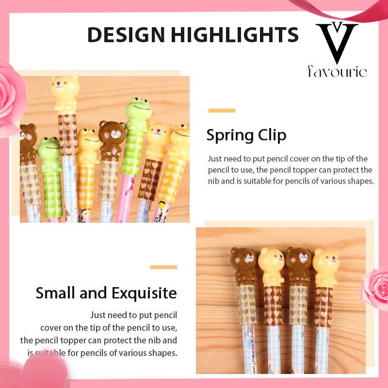 COD4PCS Pensil Meliputi Tutup Pelindung Tutup Pensil Kartun Lucu Alat Tulis Siswa-FA