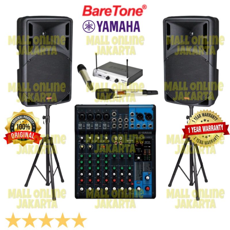 Paket Speaker Aktif Baretone 15 inch 15rae mixer 10 ch mg10xu 15 rae