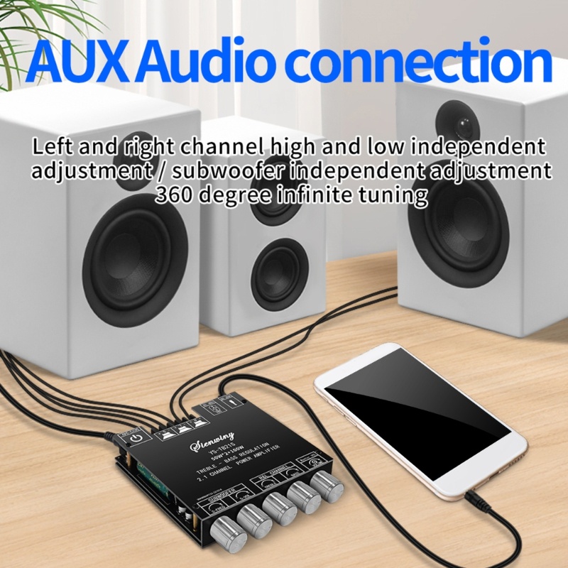 Zzz 12-24V 2.1 Channel Papan Amplifier Stereo Kompatibel Bluetooth 50Wx2+100W