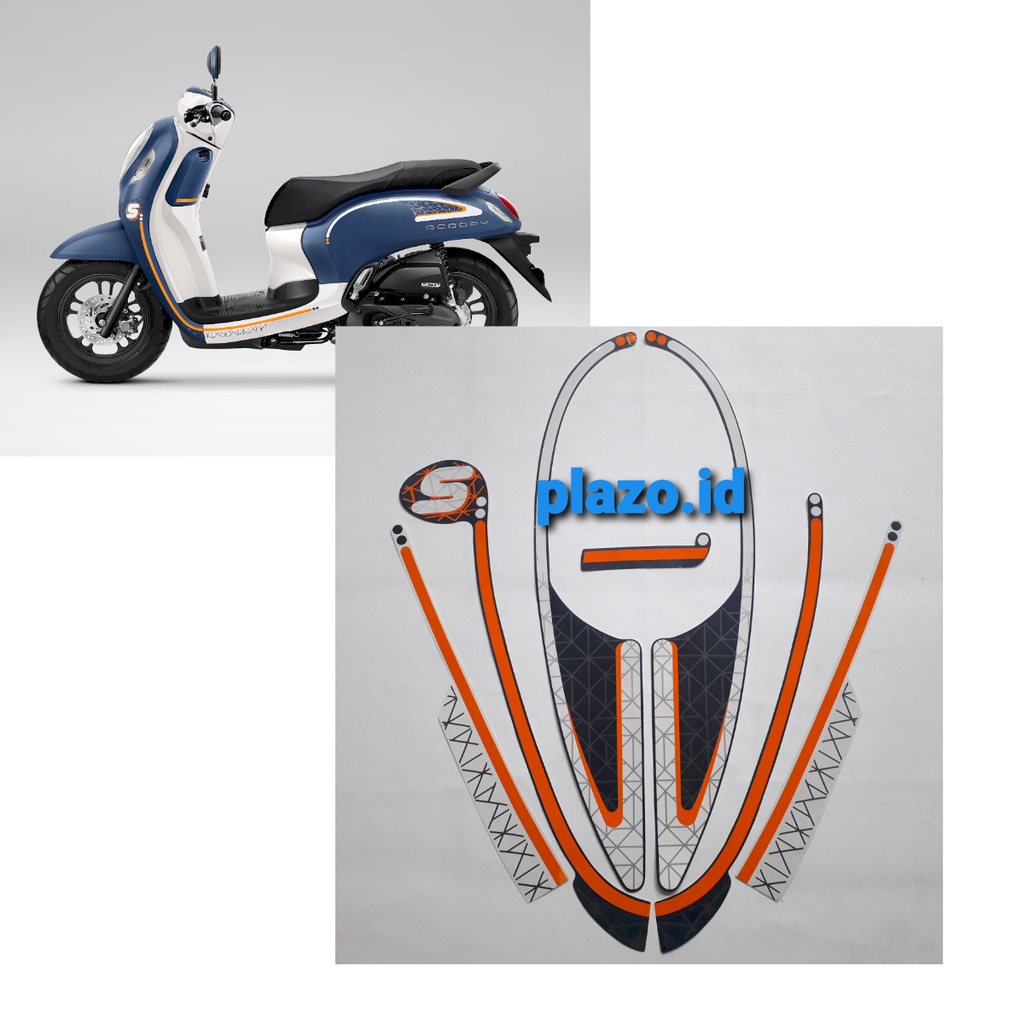 striping sticker lis body motor honda scoopy fashion 2022 Matte Blue