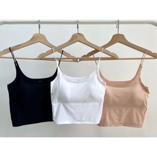 Tank Top Wanita Elastis Crop Polos Putih