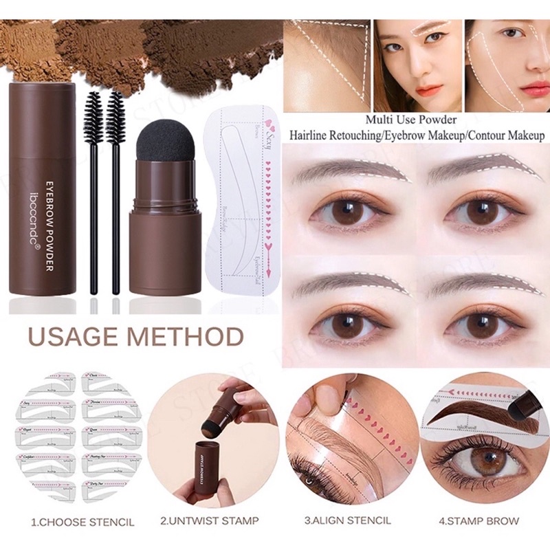 IBCCCNDC EYEBROW POWDER  Cetakan Alis Instan Eyebrow Stamp Alis Waterproof dengan 10 Model Cetakan Alis/Maycreate stempel eyebrow