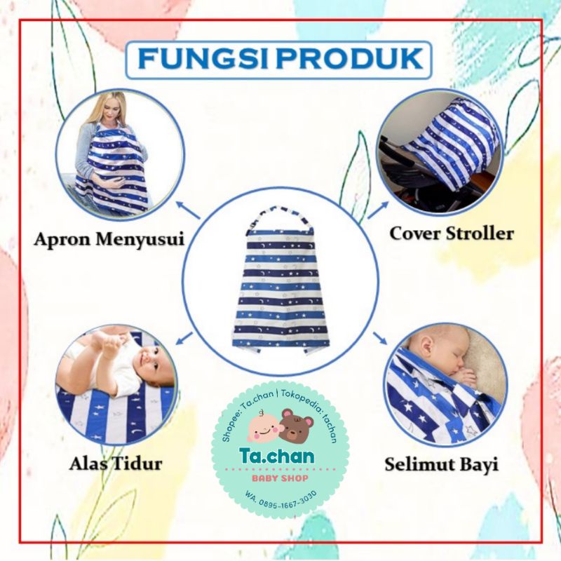 Apron Menyusui / Nursing cover /celemek menyusui /kain penutup busui /kain penutup ibu pumping ASI / cover stroller