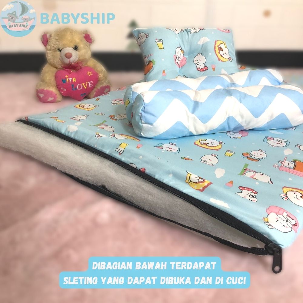 Matras Kasur Bayi  Jumbo / Set Bantal Guling Bayi Free Tas Mika [ Merk BabyShip ]