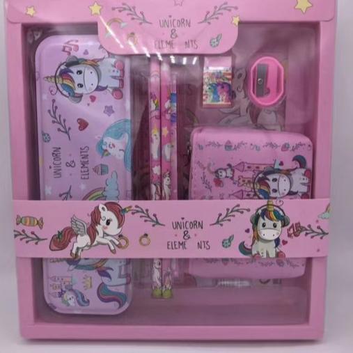 

[Q-1]U ❤] STUDY SET STATIONERY SET ALAT TULIS SEKOLAH ATK KARAKTER UNICORN/SPIDERMAN/LITTLE PONY/FROZEN 8033A-premium
