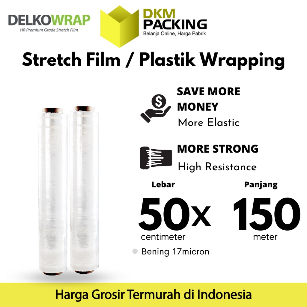 

Plastik Wrapping Stretch Film 50cm x 150m BENING DELKOWRAP TERMURAH / SATUAN