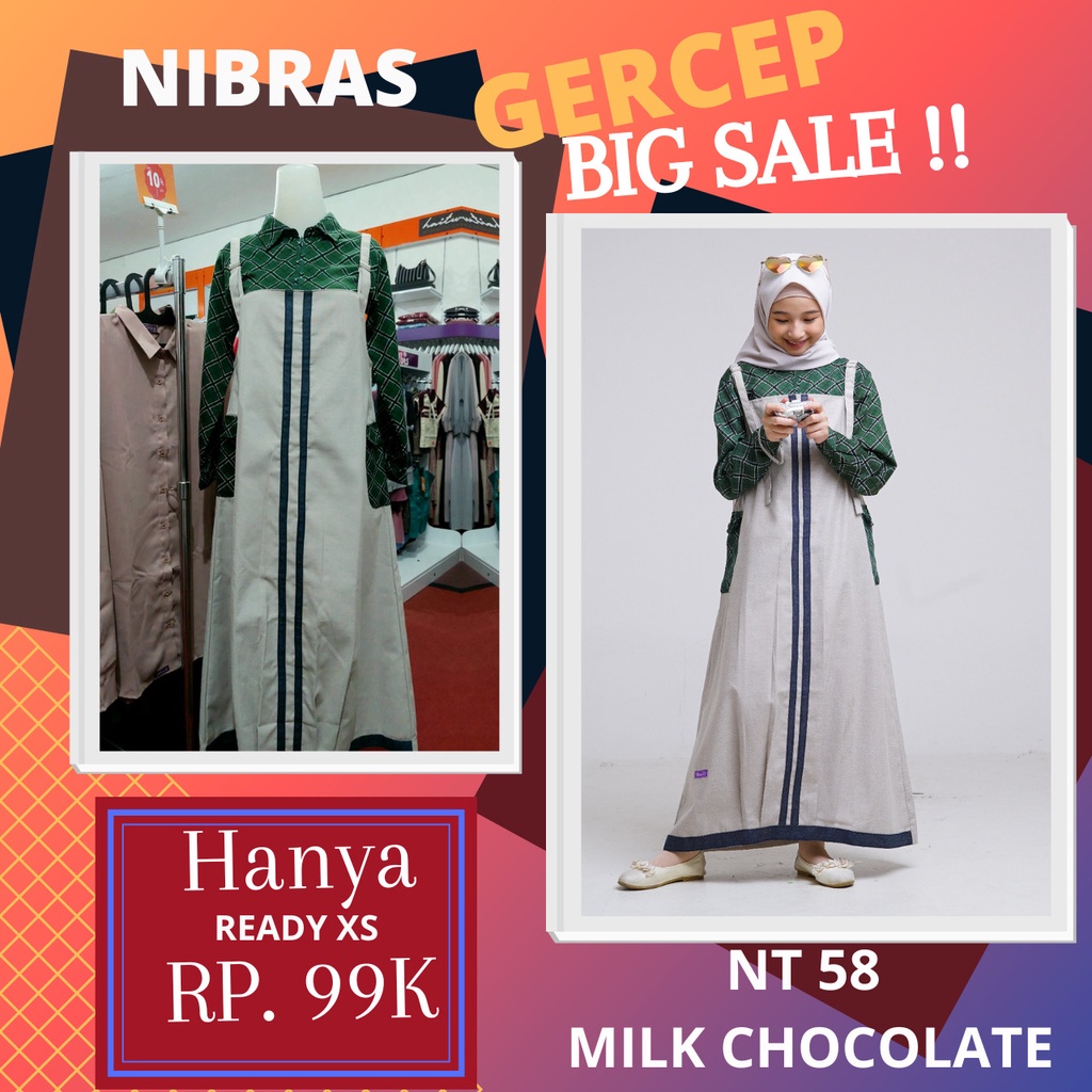 GAMIS REMAJA NIBRAS TEEN NT 58 MILK CHOCOLATE / BAJU GAMIS NIBRAS PROMO CUCI GUDANG / STELAN OVERALL