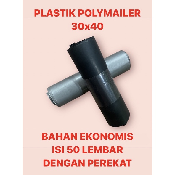 30x40 | 50 LEMBAR PLASTIK POLYMAILER SILVER HITAM BAHAN HD EKONOMIS