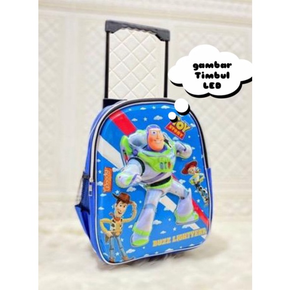 Tas ransel troli anak karakter Toy story led gambar timbul - tas ransel anak - tas troli - tas anak