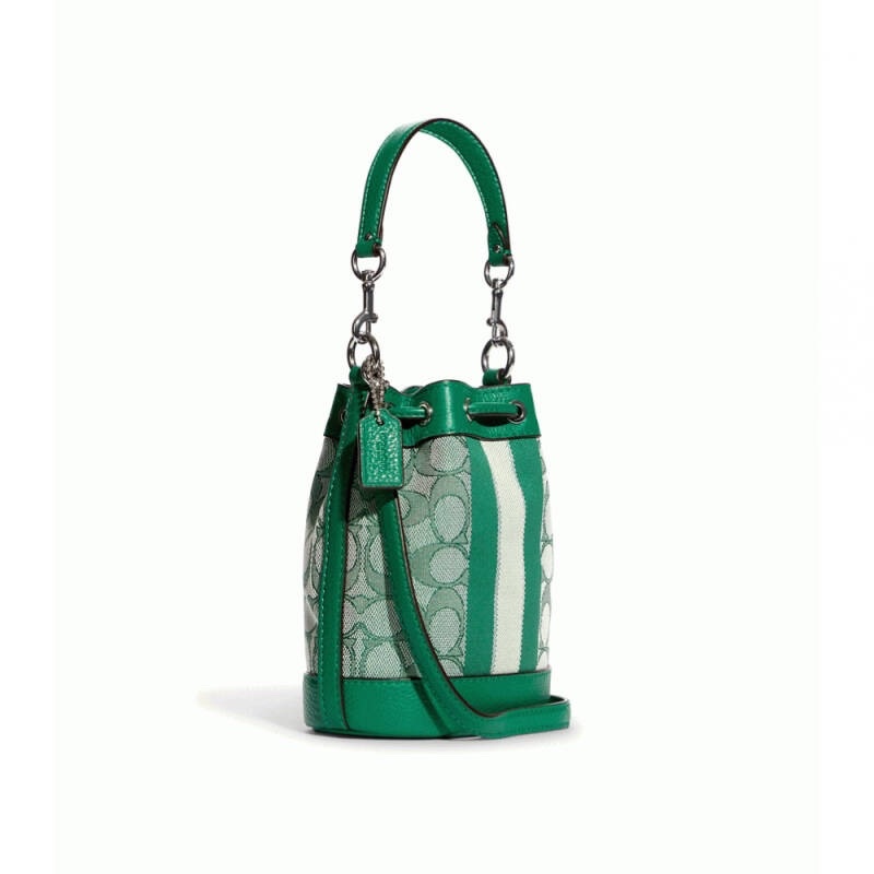 Coach Mini Dempsey Bucket Bag In Signature Jacquard With Stripe And Coach Patch (C8322)