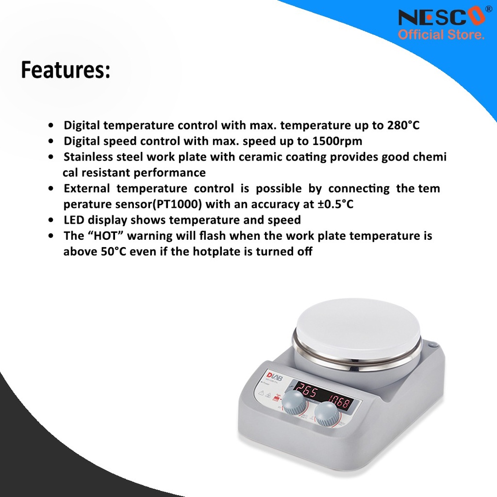 LED digital Magnetic Hotplate Stirrer,MS-H-280-Pro+Sensor Ceramic Coated Hotplate  Temp.PT1000-A+Support Clamp of PT1000