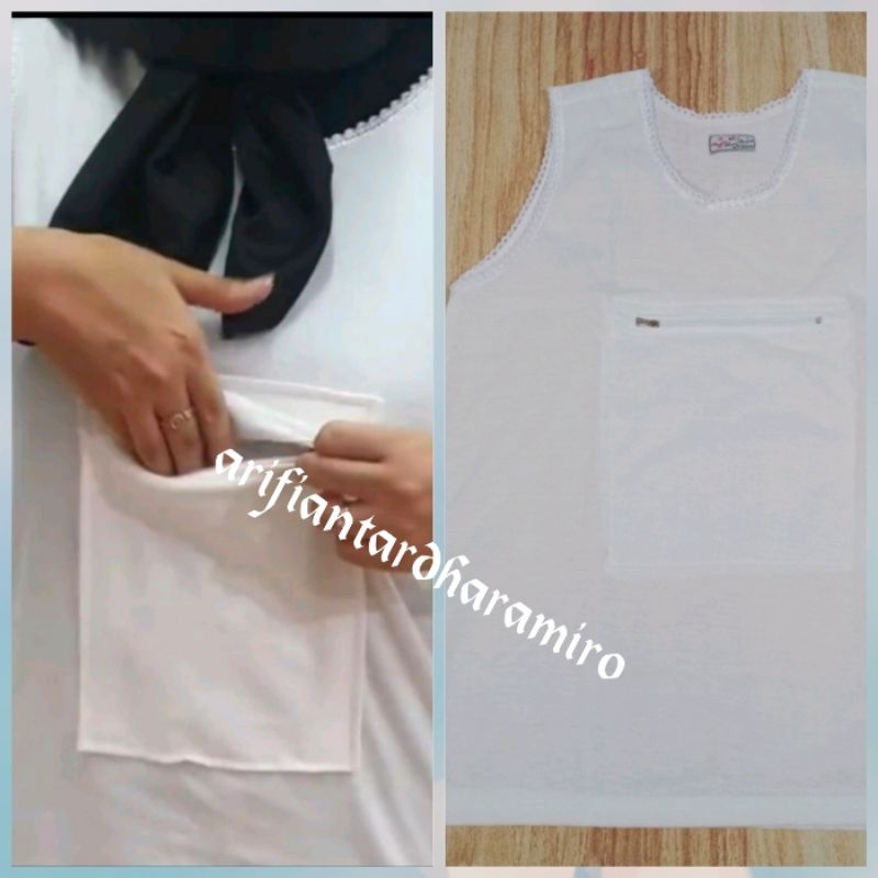 Kaos Dalam Wanita Kantong Depan Haji Dan Umroh